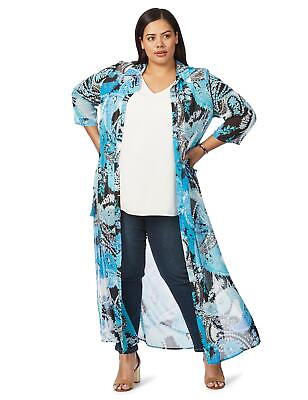 #ad Plus Size Womens Cover Up 3 4 Sleeve Paisley Long Line Cover Up BeMe $89.99