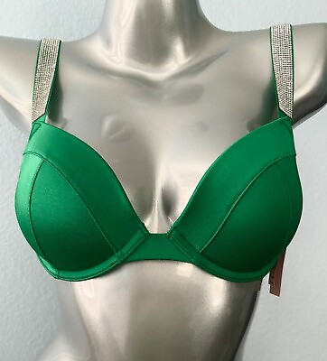 #ad Victorias Secret Swim Bikini Push Up Top Verdant Green Shine Strap Nwt $19.99