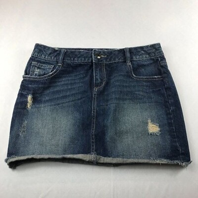 #ad Apt. 9 Denim Mini Skirt Size 8 Distressed Cut Off Raw Hem Cotton $11.00