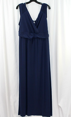#ad NWT NY Collection Womens Blue Sleeveless Surplice Neckline Maxi Dress 1X $14.25