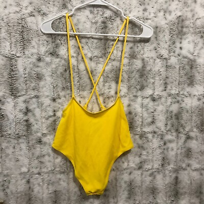 #ad Zaful Yellow Jumper Style Swim Suit Bikini Bottoms High Waist Size US 6 NWT $18.51