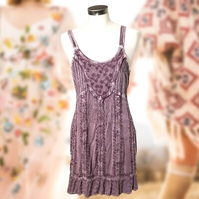 #ad #ad Cute Options Purple Embroidered Midi Sundress  Boho Sleeveless Lace Tie Back $38.00