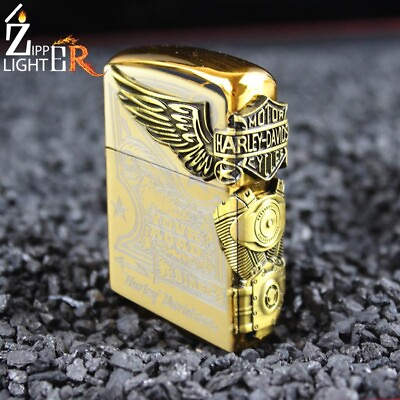 Harley Davidson Gold Lighter Premium Lighter Zipp Fancy Golden Lighter USA 🔥 $24.99