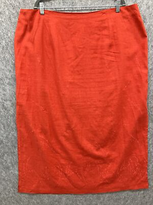 #ad NEW Giorgio Fiorlini Embroidered Linen Maxi Skirt Womens Plus 24W Dark Orange $18.95