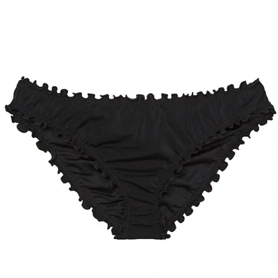 #ad Victorias Secret Swim Capri Ruffle Cheeky Bikini Bottom Large Black $28.98