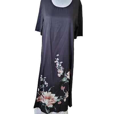 #ad Women size M Dress Maxi Long floral flower round neck short sleeve pockets tall $9.00