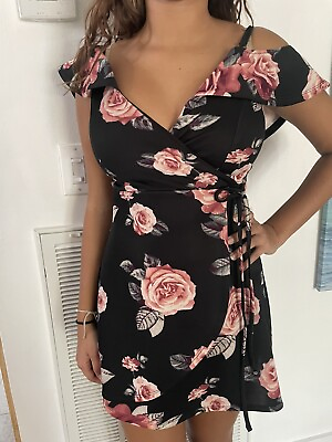 #ad #ad Juniors Fit amp; Flare Floral Short Sleeveless Ruffle Dress Small $12.00