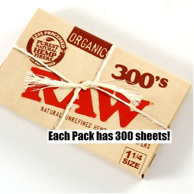 RAW 300#x27;s ORGANIC HEMP Natural unbleached Cigarette Rolling Papers 1 1 4 Size $8.25