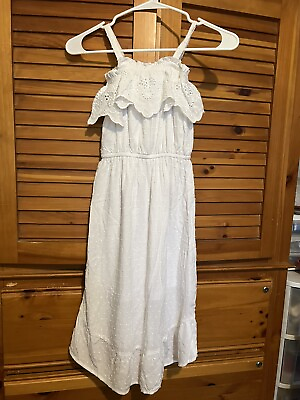 #ad Beautiful White Lined Size Small Girls Dress Brand New $16.25