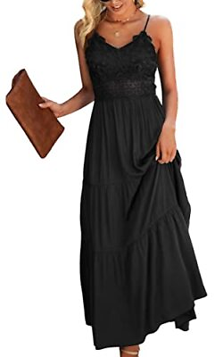 Dokuritu Vintage Black Dresses for Women Summer Cocktail Vacation Casual Long $18.99