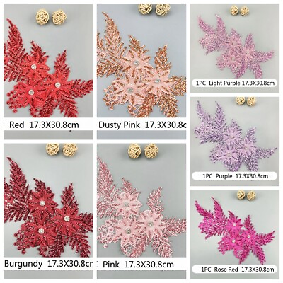 #ad 1PC Glitter Embroidery Lace Flower Applique Motif DIY Skirt Dress Sewing Patch $8.32