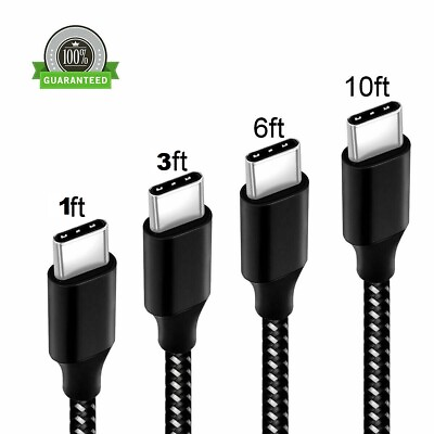 Braided USB C Type C Fast Charging Data SYNC Charger Cable Cord 1 3 6 10FT LONG $3.78