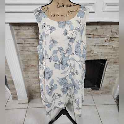 Cynthia Rowley 100% linen blue and cream floral boho dress plus size 3X new $75.00