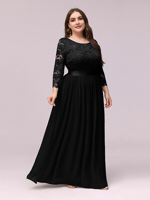 #ad Plus Size Elegant Empire Waist Bridesmaid Dresses w Long Lace Sleeve $71.24