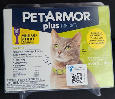 PETARMOR Plus for Cats Over 1.5 lbs Flea Tick Prevention 6 Doses 6 Month Supply $29.99