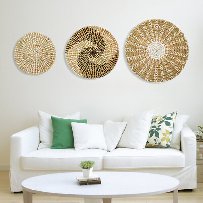 #ad 3 Sets Wall Basket Boho Decor Woven Decor Baskets Hanging Wall Art for Bedroom $33.92