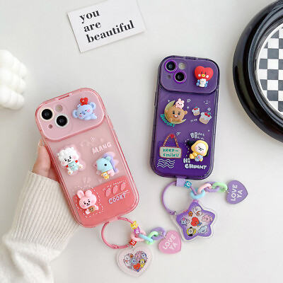 Cute BTS BT21 Glitter Girs Phone Case Cover For iPhone 14 Pro Max 13 12 11 XS XR $10.78