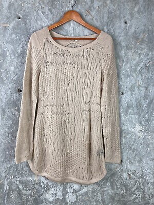 #ad Gianni Bini Dillards Size L Khaki Open Weave Pullover Sweater Mohair Blend $12.99