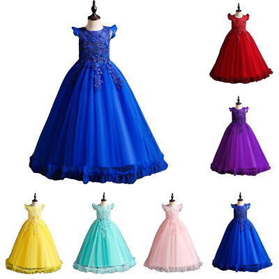 #ad Flower Girls Dress Wedding Bridesmaid Princess Party Pageant Gown Kids Dresses $25.60