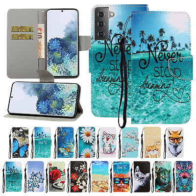 Pattern Leather Case For Samsung Galaxy S21 Ultra A32 A52 Stand Slim Flip Cover $10.99