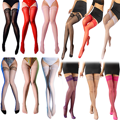 #ad Lady#x27;s Lace Top Stay Up Stockings Thigh High Sheer Pantyhose Stockings For Women $3.83
