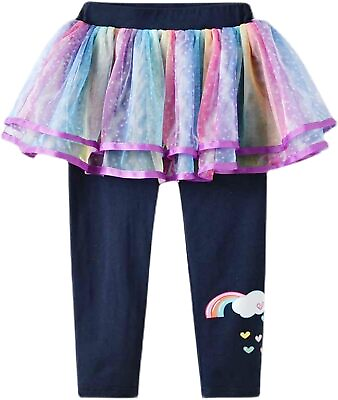 #ad LX7 Toddler Girls Baby Footless Leggings with Ruffle Tutu Skirt Pants Culotte Gi $31.69