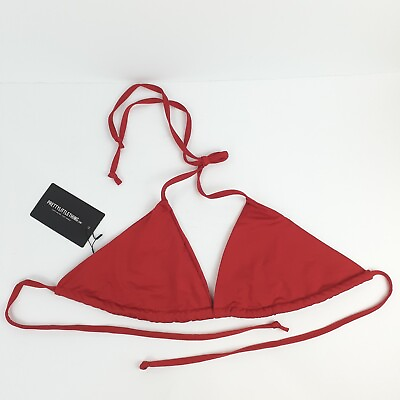 Pretty Little Things Womens Bikini Top Red Triangle Size 10 Swimsuit Separate $8.97