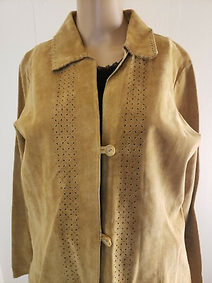 Marsh Landing Women#x27;s Button Front Jacket and Skirt Cutout Hem Med Top 10 Suit $13.50