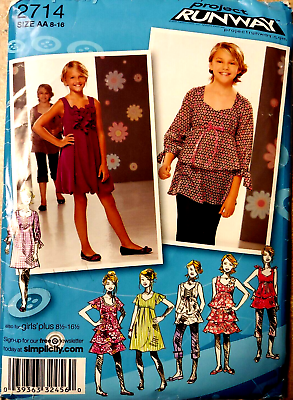 #ad Simplicity Sewing Pattern 2714 Sz. AA 8 16 Girls Plus Dresses Tunic Skirts $4.95
