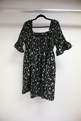 Summer Plus Size Women Black Dress Floral Print Casual $18.00