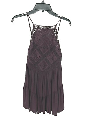 American Eagle Sundress Womens XS Purple Strappy Crochet Flared Boho Dress $19.38