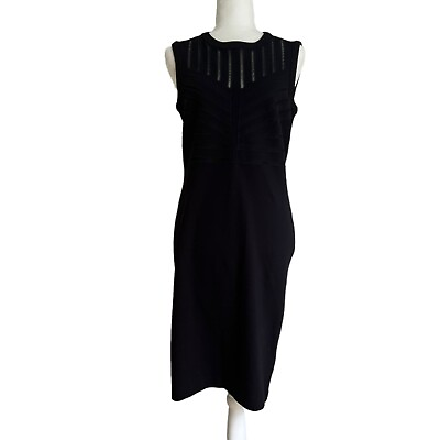NWT $479 Escada Bodycon Mesh Sheath Cocktail Black Mini Dress Size US 6 DE 36 $175.00