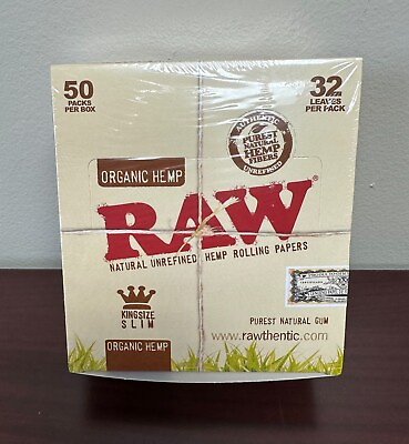 #ad Raw King Size Slim Organic Hemp Rolling Papers Full Box of 50 Packs Sealed $32.95