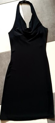 #ad #ad RALPH LAUREN Short Stretch Cocktail Black Dress Halter Open Back Sleeveless XS $32.90