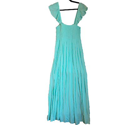 #ad NWT Urban Girl Maxi Dress Slit Front Strappy Ruffle Green Petite Size Medium $10.00