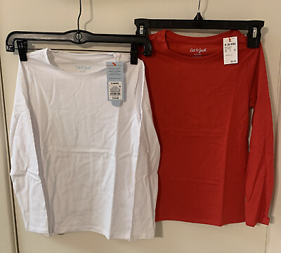 2 Pack Girls Long Sleeve T Shirts Cat amp; Jack 1 Red and 1 White Size S 6 6X $5.00