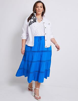 #ad AUTOGRAPH Plus Size Womens Skirts Midi Summer Blue Cotton A Line $14.32