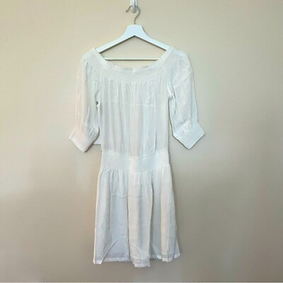 #ad Aritzia Sunday Best Jocasta Dress Off the shoulder Boho Dress White Size Medium $42.00