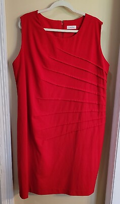 #ad #ad Calvin Klein 1X 2X Power Red Sleeveless Sheath Dress Classic Lined $30.00