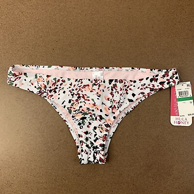 Hula Honey Cheetah Swirl Cheeky Bikini White Multi Size XS Swimsuit Bottom $17.58