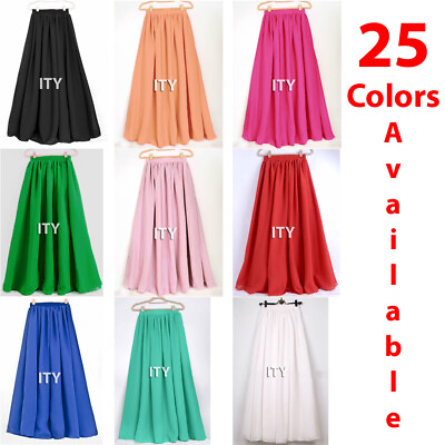 Women Maxi Skirt Chiffon Double Layer Pleated Long Dress Beach Wrap Cover ups $20.99