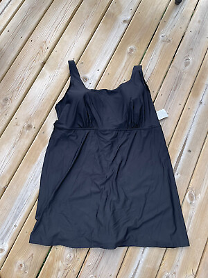 Lands End 24w 3X SwimDress Swimsuit One Piece Black Shorts Underwire 4688 Basic $21.00
