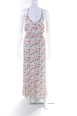 #ad Lily Jean Women#x27;s Spaghetti Strap Button Front Floral Maxi Dress White Size M $40.81