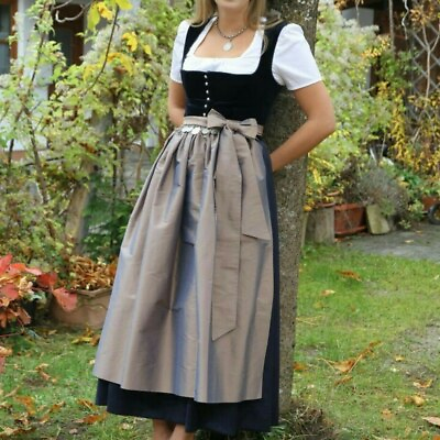 quot;Vintage Black Long Maxi Dirndl Dress Oktoberfest Traditional Costumequot; $125.00