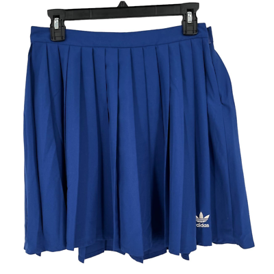 #ad Adidas skirt logo hem pleated tennis miniskirt blue size 6 $44.99