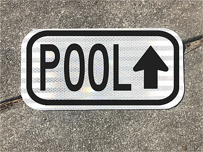 POOL road sign 12quot;x6quot; DOT style water life guard splash swim wave beach up $42.00
