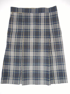 #ad Girls A Blue amp; Gray Plaid Kick Pleat Uniform Skirt Jr. Sizes 26 Jr. 42 Jr. $14.00
