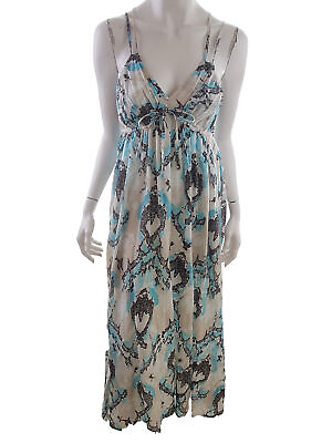 #ad Lindex Size M Blue Long Maxi Dress Cotton 100% Sleeveless $35.99