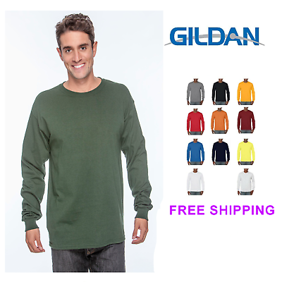 Gildan Cotton Long Sleeve T Shirt Mens Blank Casual Plain Tee Sport 5400 $7.55