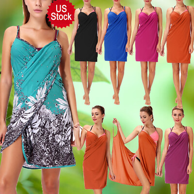 US HOT WOMEN SLING BEACH DRESS BIKINI COVER UP WRAP SARONG OPEN BACK SLING SKIRT $11.54